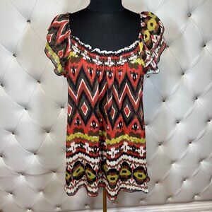 Have a Multicolor Chevron Ruffle Top Size L